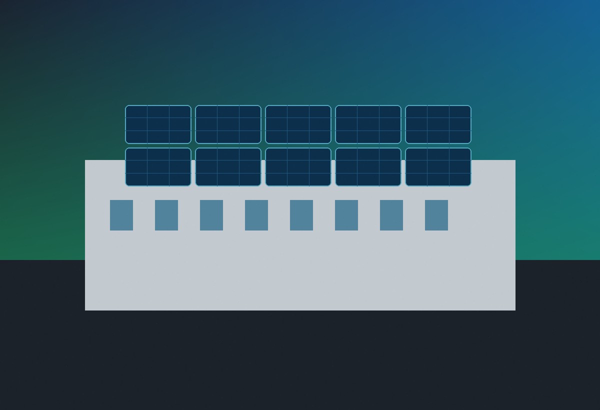 Bâtiment professionnel équipé en solutions énergétiques